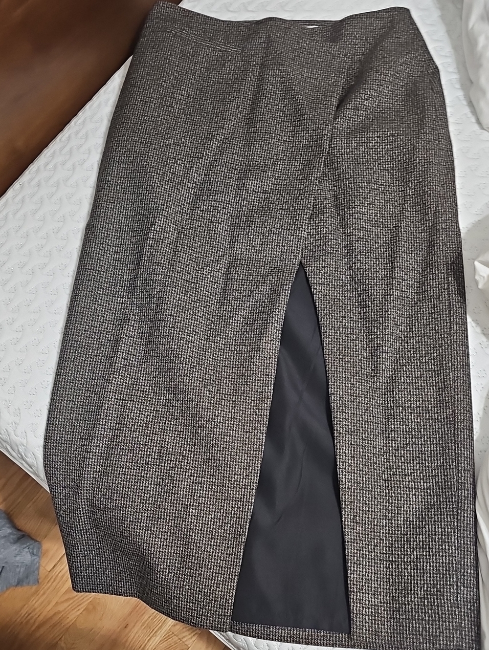 H&M Brown Tweed Pencil Skirt with Front Slit